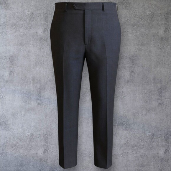 ZANETTI Mens 2 Piece Suit Blazer Jacket 48L Pant 40Wx30L WOOL Gray Windowpane - Picture 4 of 16